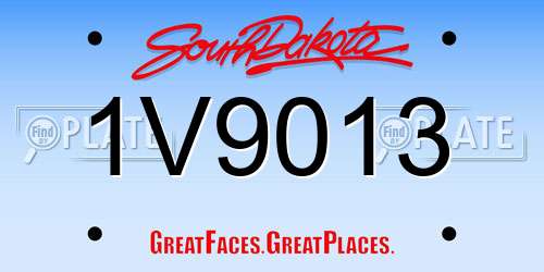 1V9013 South Dakota License Plate