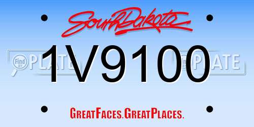 1V9100 South Dakota License Plate