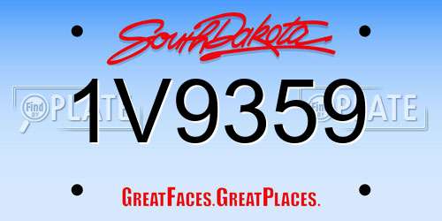 1V9359 South Dakota License Plate