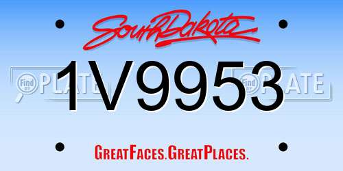 1V9953 South Dakota License Plate