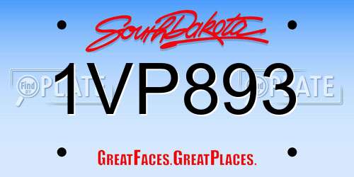 1VP893 South Dakota License Plate
