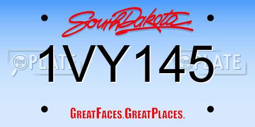 1VY145 South Dakota License Plate