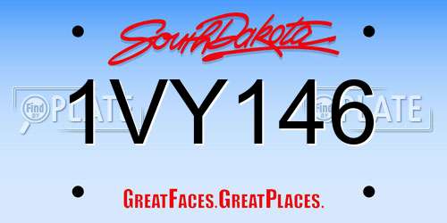 1VY146 South Dakota License Plate