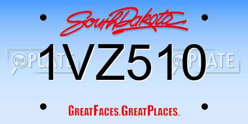1VZ510 South Dakota License Plate
