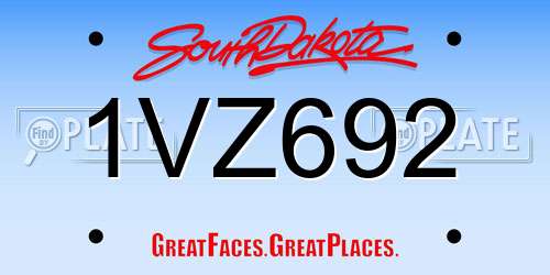 1VZ692 South Dakota License Plate