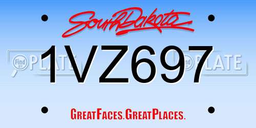 1VZ697 South Dakota License Plate