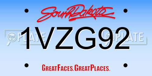 1VZG92 South Dakota License Plate