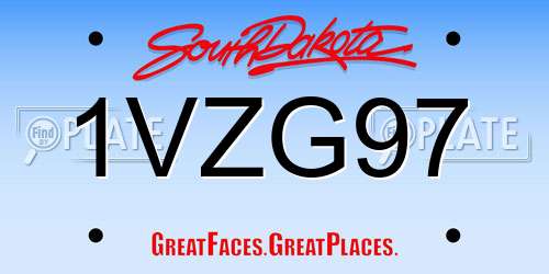 1VZG97 South Dakota License Plate
