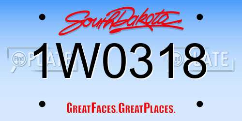 1W0318 South Dakota License Plate