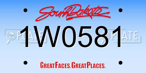 1W0581 South Dakota License Plate
