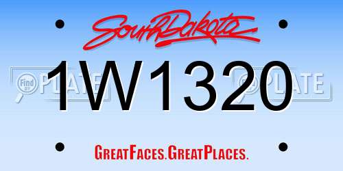 1W1320 South Dakota License Plate