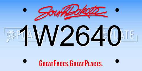 1W2640 South Dakota License Plate