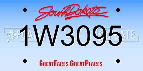 1W3095 South Dakota License Plate