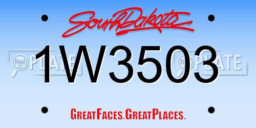 1W3503 South Dakota License Plate