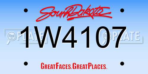1W4107 South Dakota License Plate