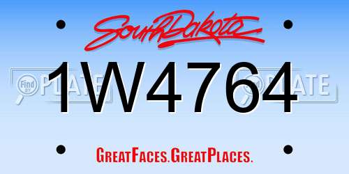 1W4764 South Dakota License Plate