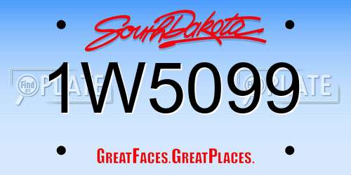 1W5099 South Dakota License Plate