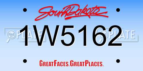 1W5162 South Dakota License Plate