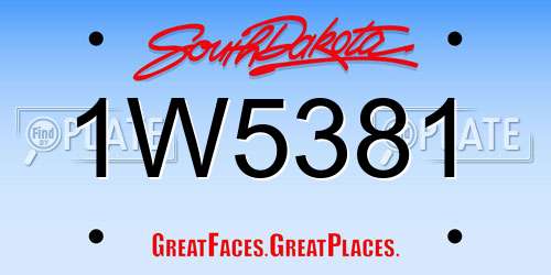 1W5381 South Dakota License Plate
