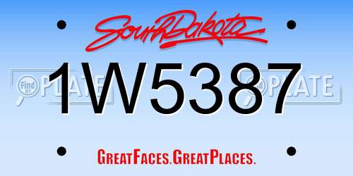 1W5387 South Dakota License Plate