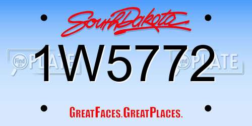 1W5772 South Dakota License Plate