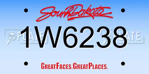 1W6238 South Dakota License Plate
