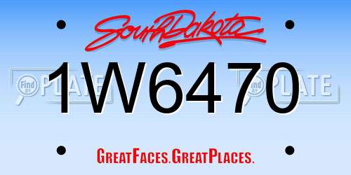 1W6470 South Dakota License Plate