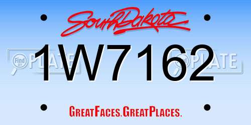 1W7162 South Dakota License Plate