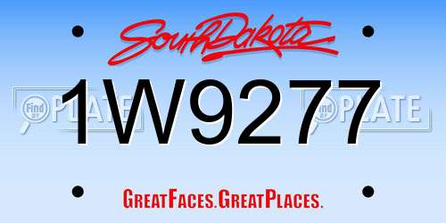1W9277 South Dakota License Plate