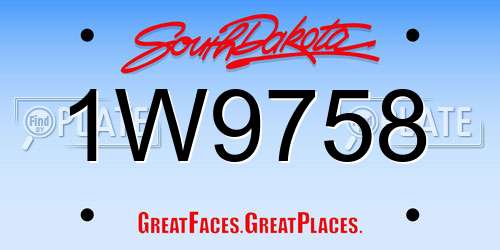 1W9758 South Dakota License Plate