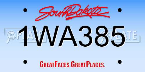 1WA385 South Dakota License Plate