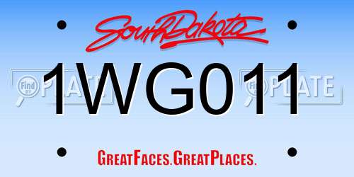 1WG011 South Dakota License Plate