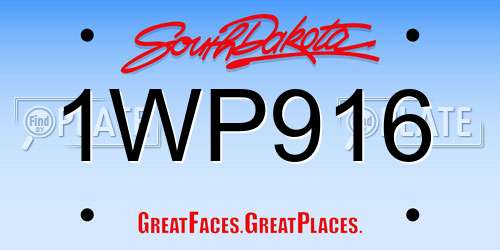 1WP916 South Dakota License Plate