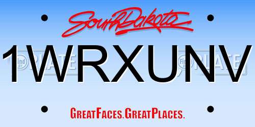 1WRXUNV South Dakota License Plate