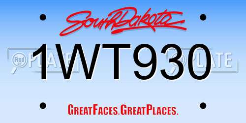 1WT930 South Dakota License Plate