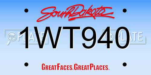 1WT940 South Dakota License Plate