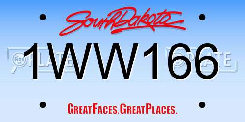 1WW166 South Dakota License Plate