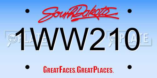 1WW210 South Dakota License Plate