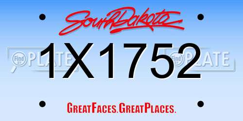 1X1752 South Dakota License Plate