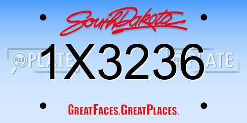 1X3236 South Dakota License Plate