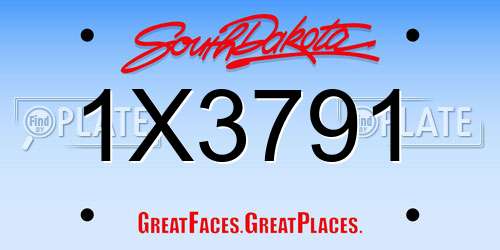 1X3791 South Dakota License Plate