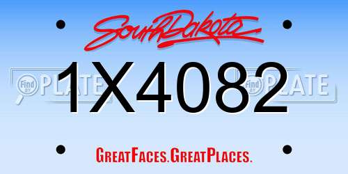 1X4082 South Dakota License Plate