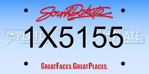 1X5155 South Dakota License Plate