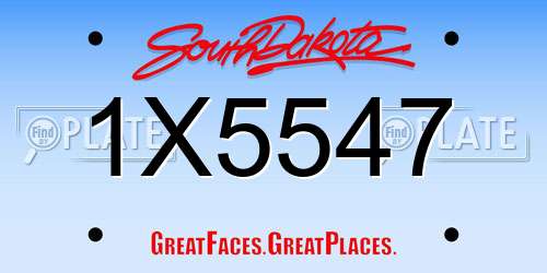 1X5547 South Dakota License Plate