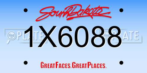 1X6088 South Dakota License Plate