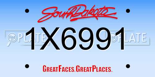 1X6991 South Dakota License Plate