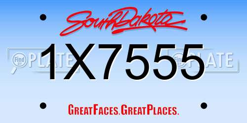 1X7555 South Dakota License Plate