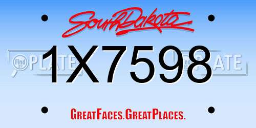 1X7598 South Dakota License Plate