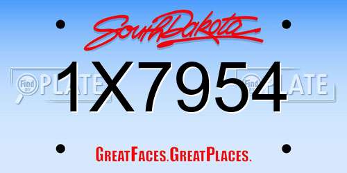 1X7954 South Dakota License Plate
