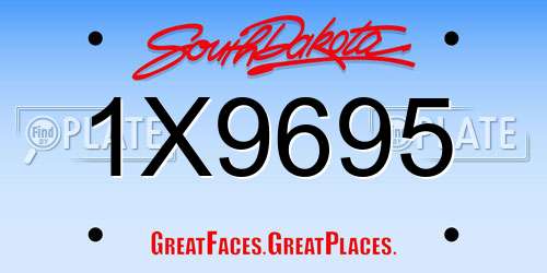 1X9695 South Dakota License Plate